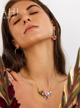 SAHI铜镀14K金、月光石吊坠项链