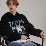 Heartboon Hart Jumper логотип печать с капюшоном с капюшоном мужская бренда прилив черный пуловер