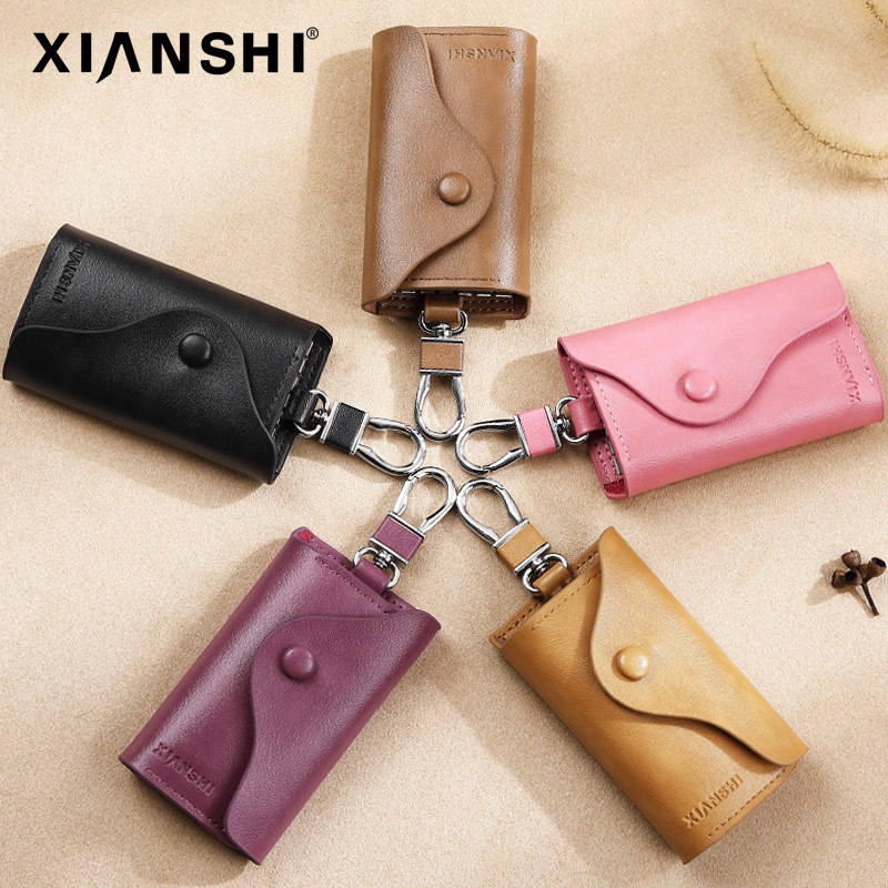女真牛皮腰挂家用大容量男钥匙包 仙施箱包钥匙包