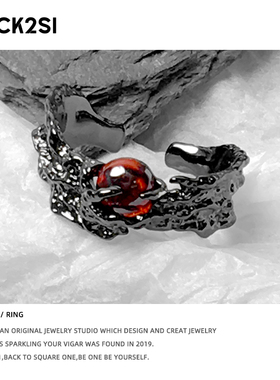 双色暗黑开口戒指小众设计感