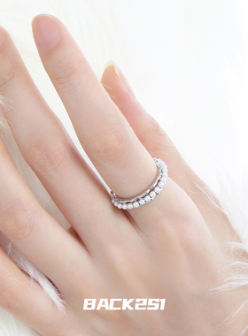 赫本风高级感竹节珍珠戒指