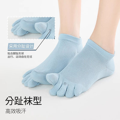五指袜子女春夏季网眼薄款百搭透气分趾新款抗菌防臭吸汗女士短袜 - 图1