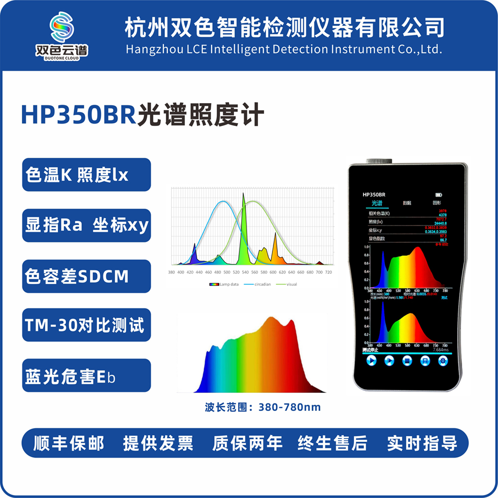 HP350系列蓝牙便携手持式分析波长色温照度检测光谱照度计测光仪 - 图1