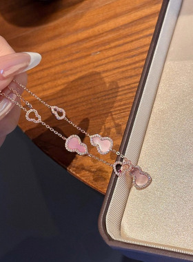 香槟玫瑰金仿粉色贝母葫芦手链