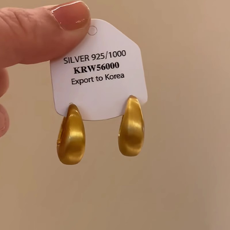 金色拉丝几何耳环2025新款爆款高级感轻奢小众气质耳扣女秋冬耳饰