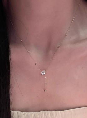 清冷感金色水滴流苏项链女轻奢