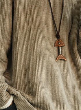 鱼骨吊坠项链女2025新款小众复古