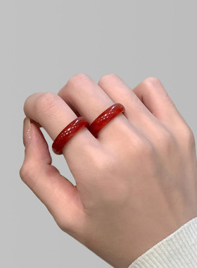 新中式国风仿玛瑙戒指女轻奢