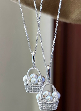 仿珍珠编织花篮项链女2025新款