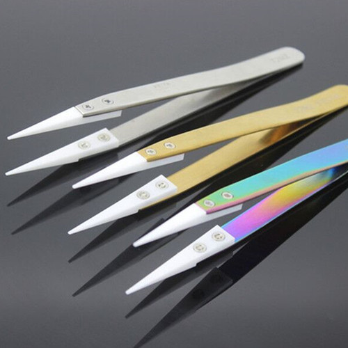 FEITA 陶瓷镊子72MZ白色防静电耐热圆尖头捏子精密摄夹子维修工具 - 图3