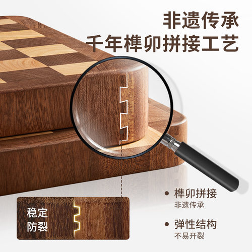 咚西棋盘格切菜板抗菌防霉家用案板食品级耐砍剁菜板黑胡桃木砧板 - 图0