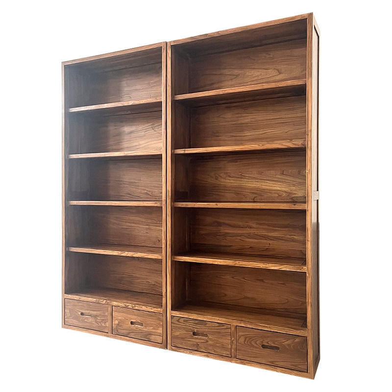 老榆木实木书柜落地客厅中式书橱书房简约书架整墙组合格架置物架,淘宝优惠券,粉丝福利购,淘宝优惠卷