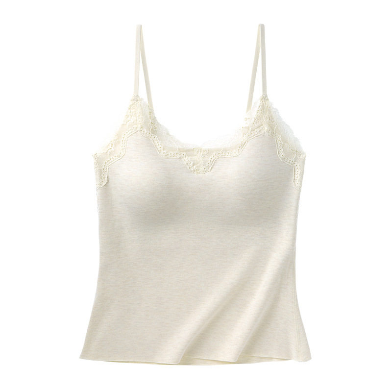 秋冬纯欲蕾丝V领保暖吊带背心女磨毛带胸垫一体式内搭打底上衣,淘宝优惠券,粉丝福利购,淘宝优惠卷