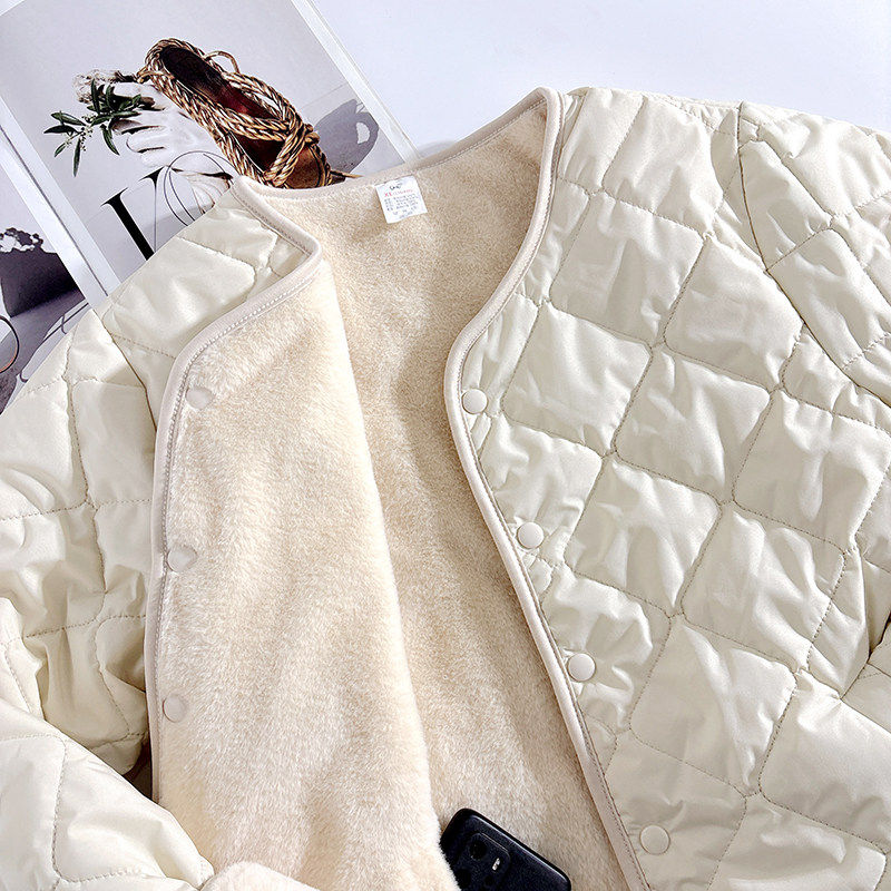 两面穿保暖棉服女2025冬季新款加绒加厚V领棉衣内胆秋冬开衫外套,淘宝优惠券,粉丝福利购,淘宝优惠卷