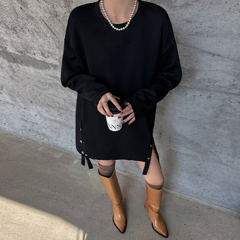 白色长袖卫衣女款 中长款遮臀上衣 慵懒风加绒打底衫,淘宝优惠券,粉丝福利购,淘宝优惠卷