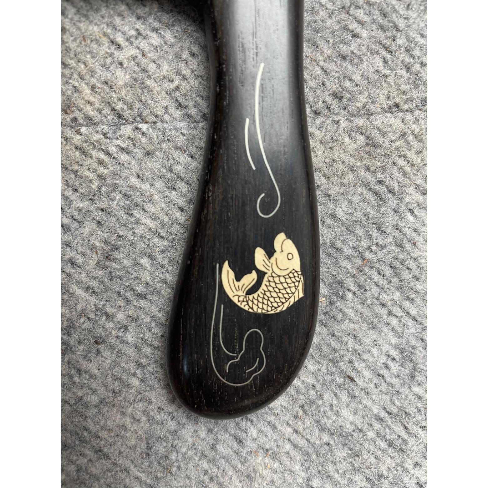 微凹黄檀，紫光檀带柄镶嵌便携插齿细密齿插齿木梳礼盒装 - 图2