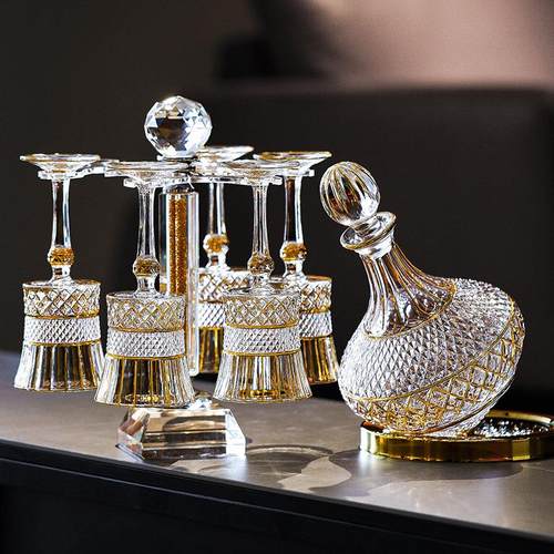 轻奢高档描金带盖不倒翁醒酒器红酒杯子套装家用陀螺葡萄酒分酒壶 - 图3