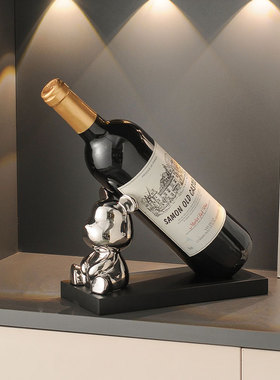 轻奢小熊红酒架餐边柜装饰摆件