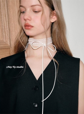 颈部装饰带蕾丝飘带叠戴层次感设计蕾丝飘带细窄女春夏百搭锁骨颈