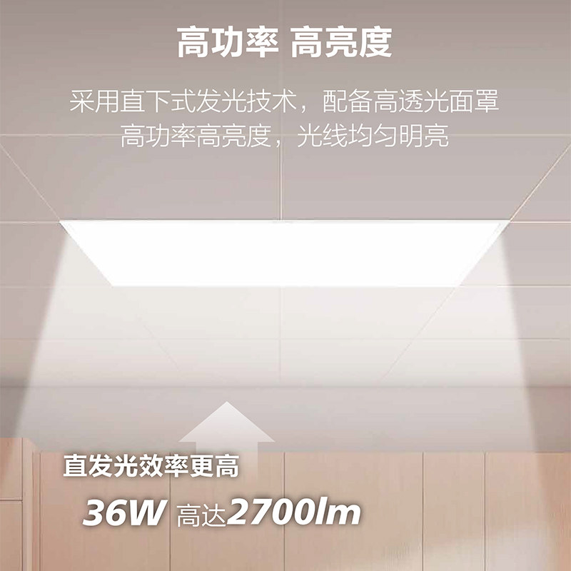 飞利浦集成吊顶灯厨房卫生间led平板灯浴室300×600全光谱吸顶灯,淘宝优惠券,粉丝福利购,淘宝优惠卷