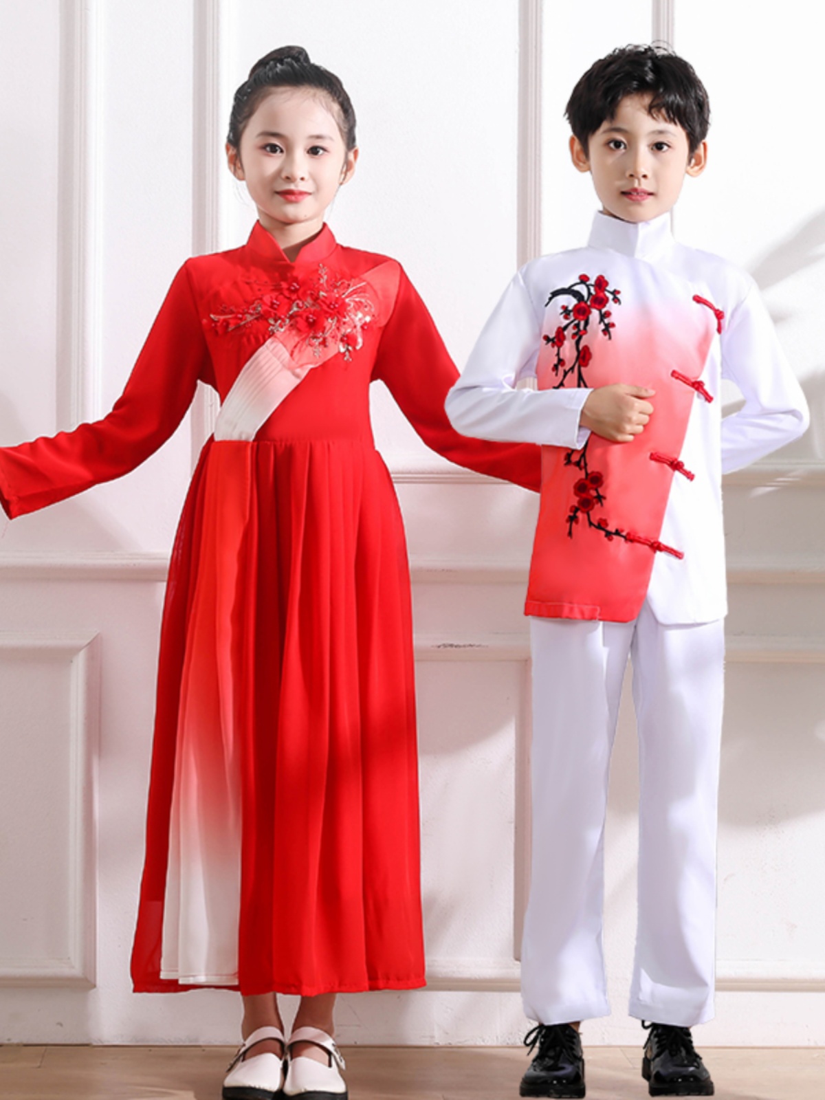 国庆儿童合唱演出服中小学生红色爱国主题唱红歌朗诵演讲表演服装-图0
