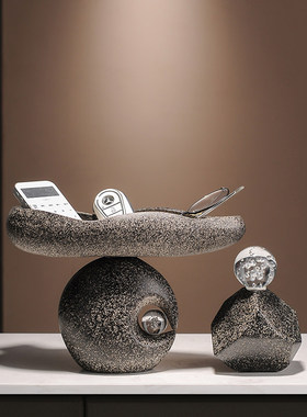 石来运转入户玄关钥匙收纳摆件家居客厅酒柜电视柜装饰品乔迁礼品