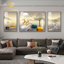 Light Extravagant Atmosphere Living-room Decoration Painting Modern Minimalist Sofa Background Wall Triple Hang Painting New Nordic Crystal Porcelain Mural Painting