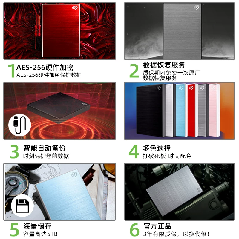 Seagate весенне-летняя ограниченная серия раскрашенного мобильного жесткого диска 4ТБ высокоскоростное хранение 5ТБ официальный флагманский магазин 2ТБ