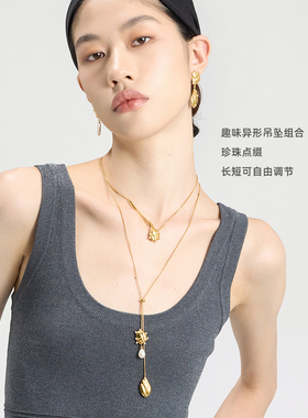 lostinecho珍珠长款项链毛衣链