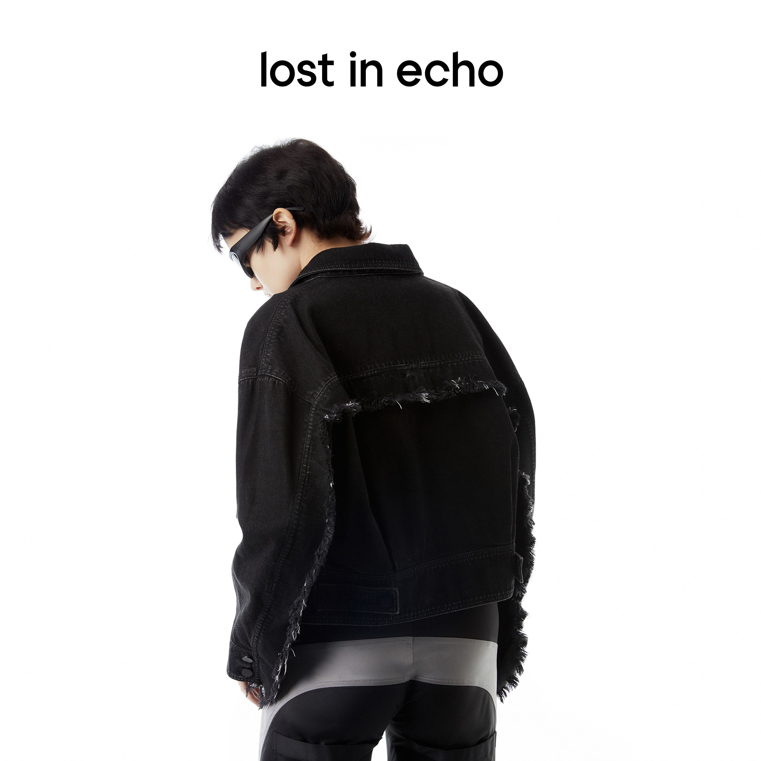 lost in echo设计师品牌Ari系列设计师品牌须边口袋百搭牛仔外套 - 图0