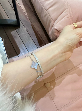 柏诗艾菲电镀18k紫玉髓四叶草项链五花手链女紫色锁骨链饰品小众