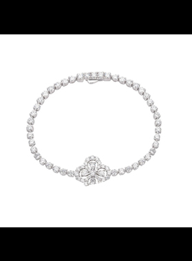 柏诗艾菲意大利四叶草手链满钻不掉色锆石高品质简单百搭高级气质