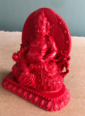 黄财神佛像帝王红朱砂神像摆件密宗藏巴拉佛堂家用供奉护法神摆台