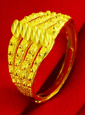 黄金戒指9999足金女款纯金食指环步步高升真金送老婆生日礼物