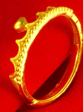 纯黄金戒指女款9999足金真金女王皇冠戒子结婚纯金饰品送女友