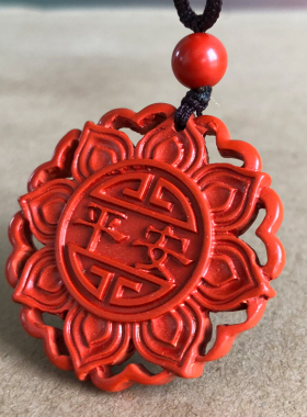 正宗原矿朱砂镂空平安吊坠本命男女万字随身车挂件装饰礼八方守护