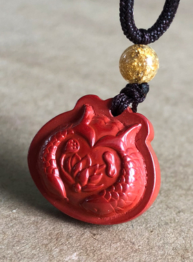 帝王朱砂夫妻合和项链双鱼戏莲心形如意宝宝玉佩补水合合一心坠子