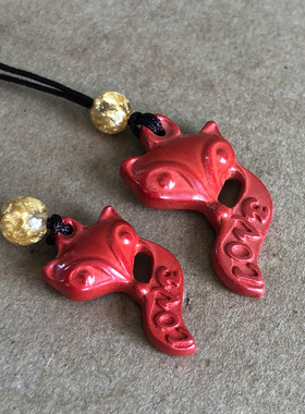 帝王红朱砂动物小狐吊坠男女本命年人缘爱意项链送情侣随身项链