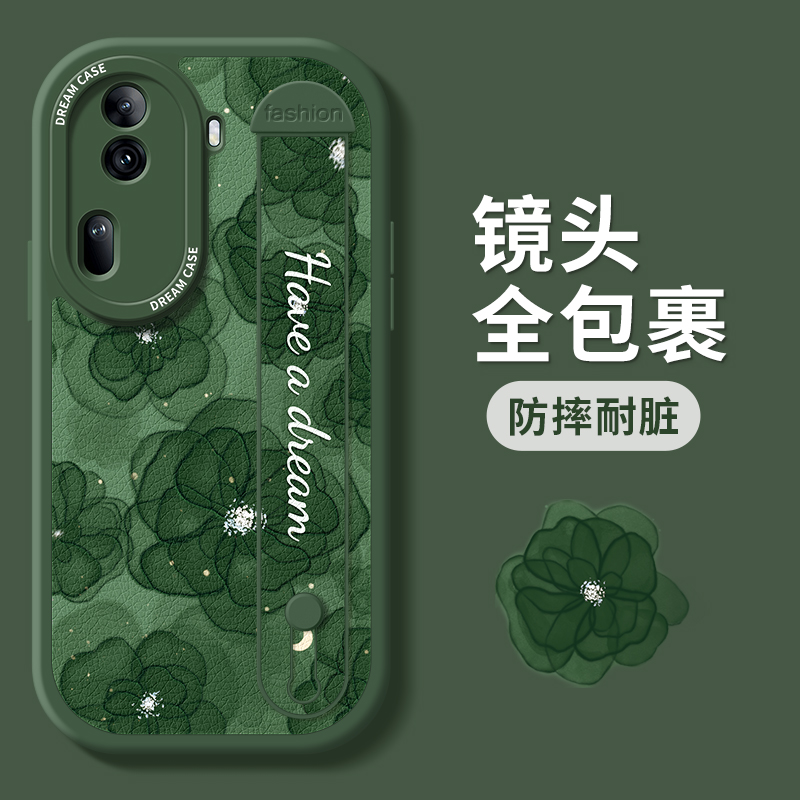 山茶花腕带适用opporeno11手机壳女款reno11pro保护套硅胶全包opporeno11pro+防摔新款简约pro镜头全包裹清新-图3