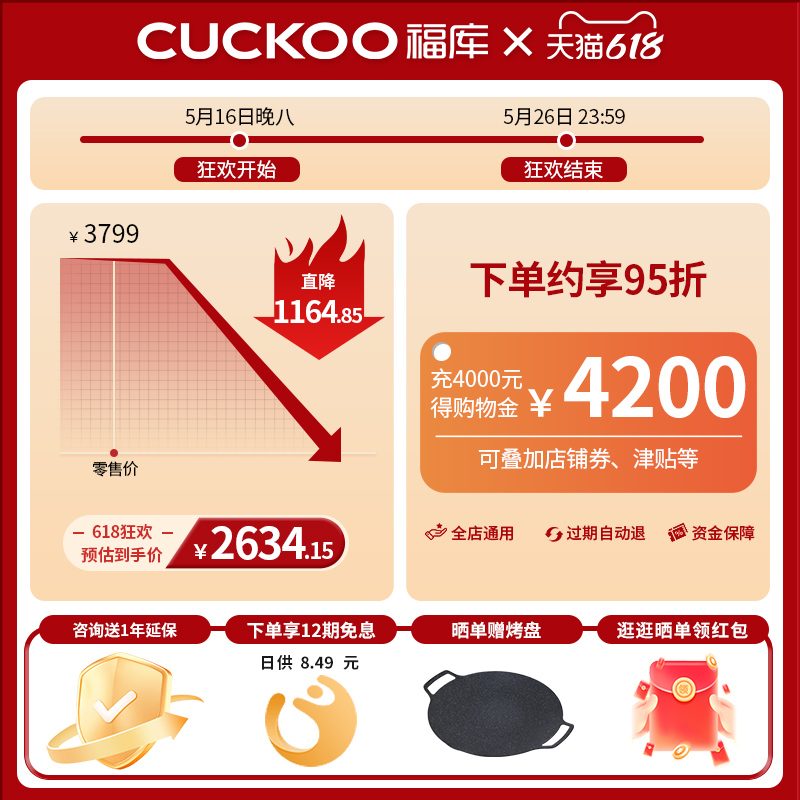 CUCKOO福库双子星电饭煲原装进口高压多功能家用大容量饭锅0涂层