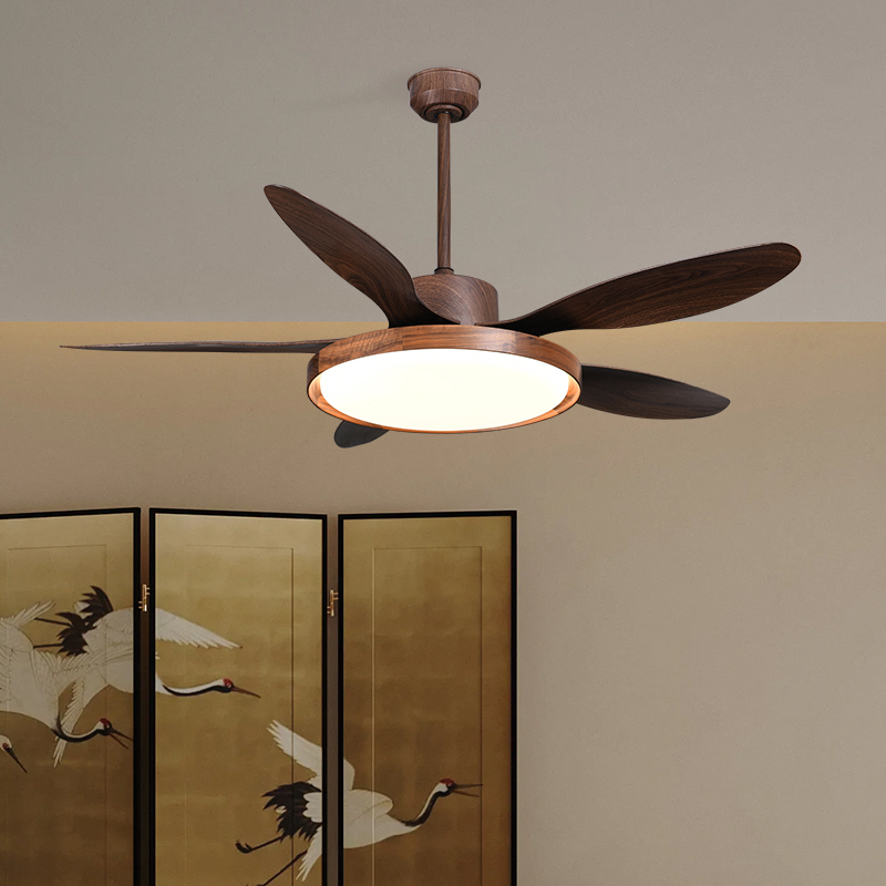 现代中式黑胡桃木风扇吊灯纯木印象原创实木餐厅客厅书房灯具新款 - 图0