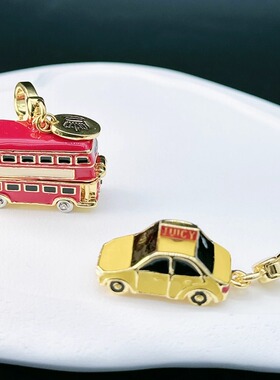 时尚可爱 黄色出租车 大红色双层巴士  吊坠--J8071-J8125
