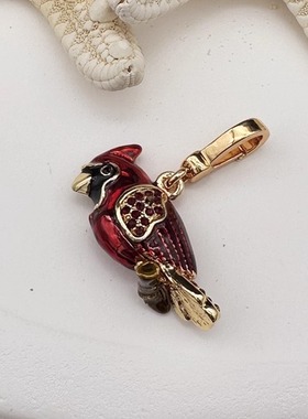 时尚可爱  蓝漆宝石小鸟 金红色鹦鹉  吊坠--J8017-J8139
