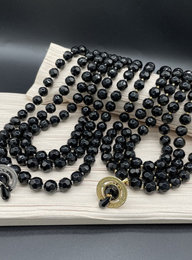 土星施华朋克黑色三层项链水滴