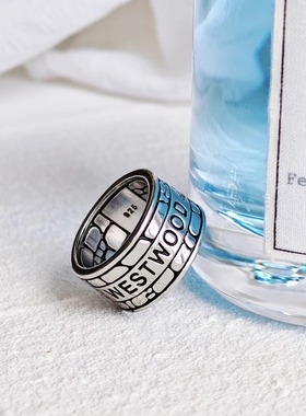 土星石纹15号方格戒指宽面