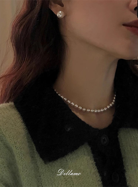 高档礼盒【珍珠项链+耳钉套装】送女友女生妈妈老师长辈倪妮同款