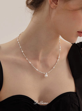 方糖碎银子珍珠项链女