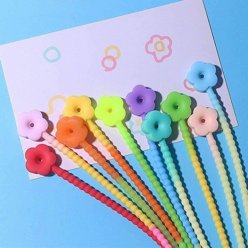 彩色软胶扎带DIY饰品挂件钥匙绳重复使用收纳整理绑带爱心花朵形,淘宝优惠券,粉丝福利购,淘宝优惠卷
