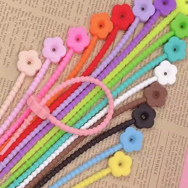 彩色软胶扎带DIY饰品挂件钥匙绳重复使用收纳整理绑带爱心花朵形,淘宝优惠券,粉丝福利购,淘宝优惠卷