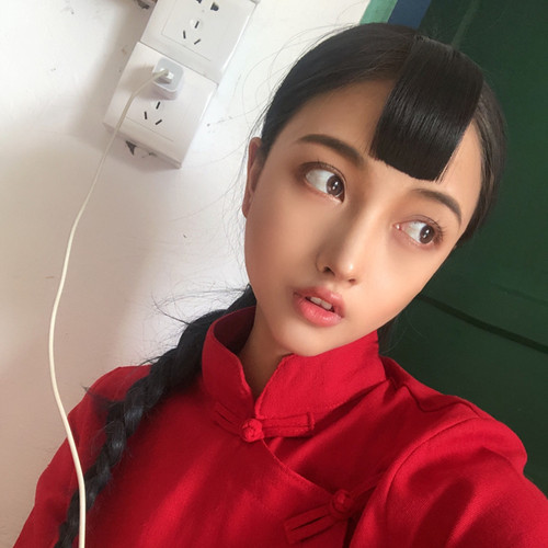 九儿头饰秀禾刘海儿童桃心刘海秧歌舞蹈假发辫子手绢盖头演出道具 - 图1